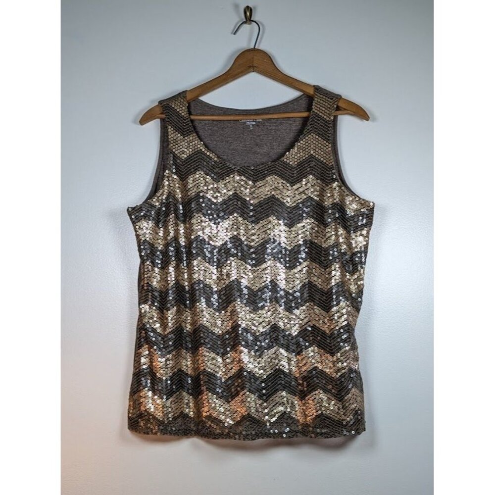 Coldwater Creek Tank Top Size XL Sequins Festival Party Evening Dressy Summer